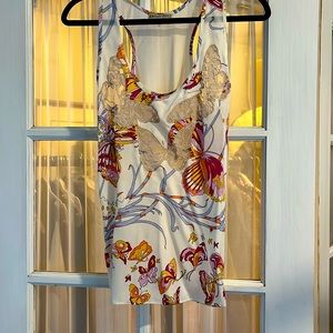 Emilio Pucci Silk and Lace sleeveless shirt, Size 6, Pink and Cream